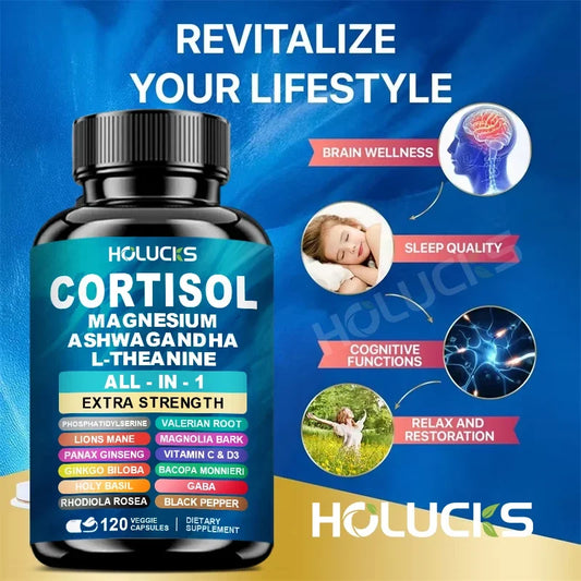Buy 1 Get 1 Free! Premium Cortisol Capsules, Support Balances Hormones, Reduces Hot Flashes & Promotes Restful Sleep, Non-GMO