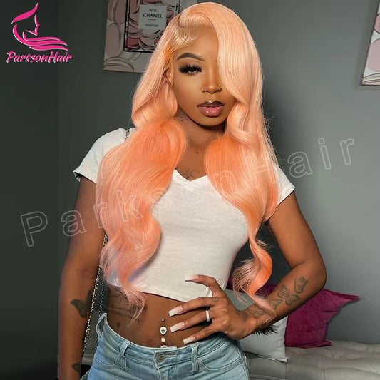 Light Orange 13x6 Transparent Lace Front Wig Body Wave Wigs For Women 613 Colored 13x4 T Part Lace Frontal Human Hair Wigs