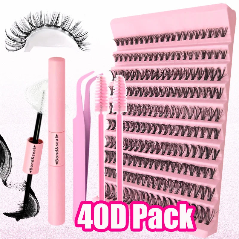 False eyelashes Clusters Natural Thick Volume eyelashes Extension Kit - High-Capacity Individual Lashes with Applicators