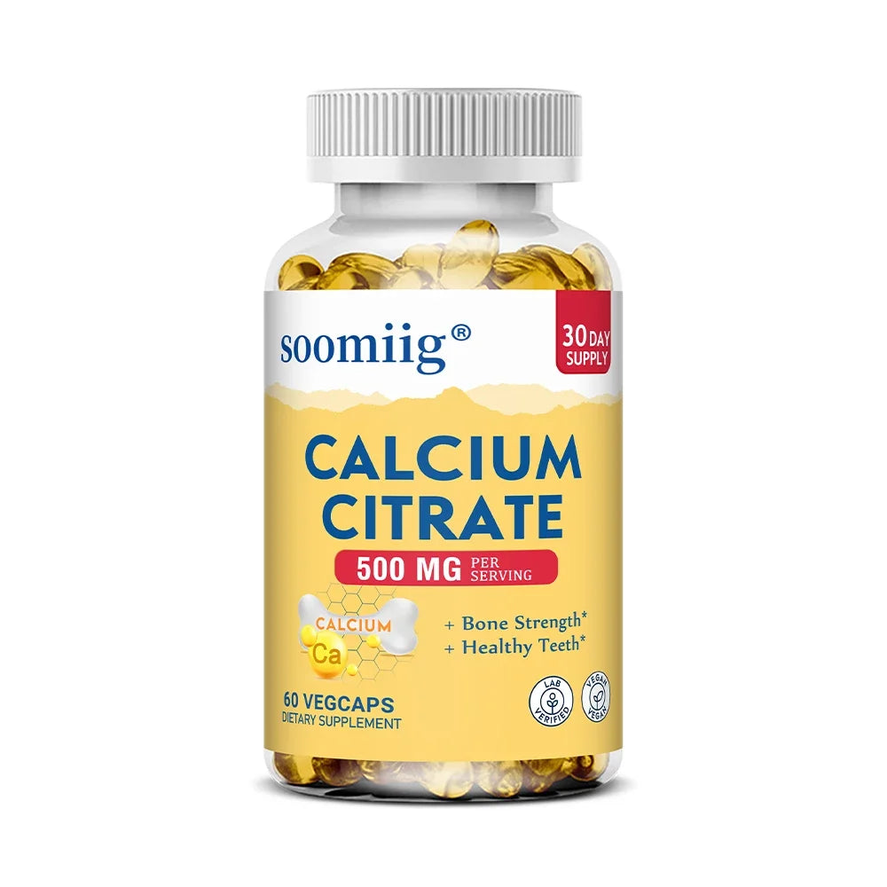 Calcium Citrate 500 Mg Per Serving Strengthens Bone, Teeth Health, Support Mobility & Flexibility, 120 Capsules, Non-GMO