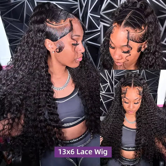 38Inch Deep Wave Frontal Wig Transparent 13x4 13x6 HD Lace Frontal Human Hair Wigs Curly Human Hair Lace Frontal Wigs For Women