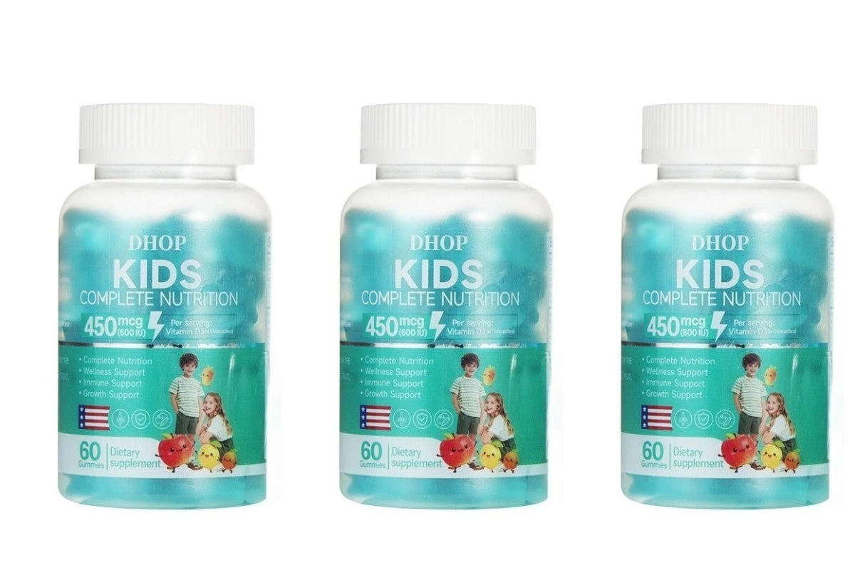 Kids Multivitamin Gummies, Vitamin A C D3 B Complex Zinc Iodine, Support Immune Healthy Growth, Pectin Gluten Free, 60 Gummies