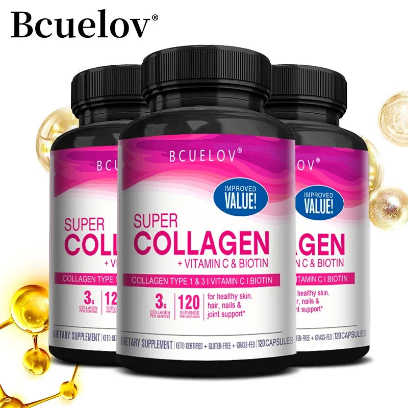 Super Collagen + Vitamin C & Biotin - Skin, Hair & Nails Supplement with Antioxidants Anti-Aging Immunity Boosting Joint Support