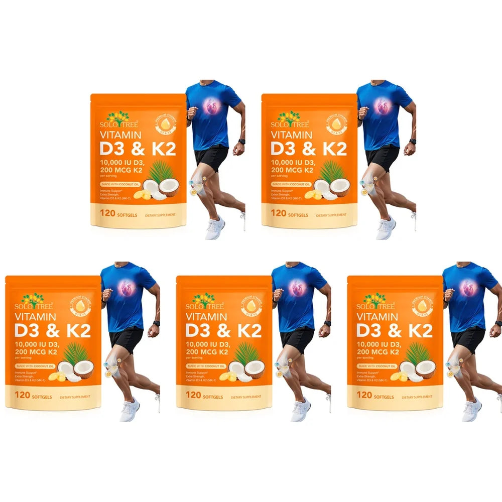 Vitamin D3 10,000 IU & K2 200 mcg Softgels Helps Maintain Healthy Bone Structure Supports Immune Health Strength & Energy 120 Ct