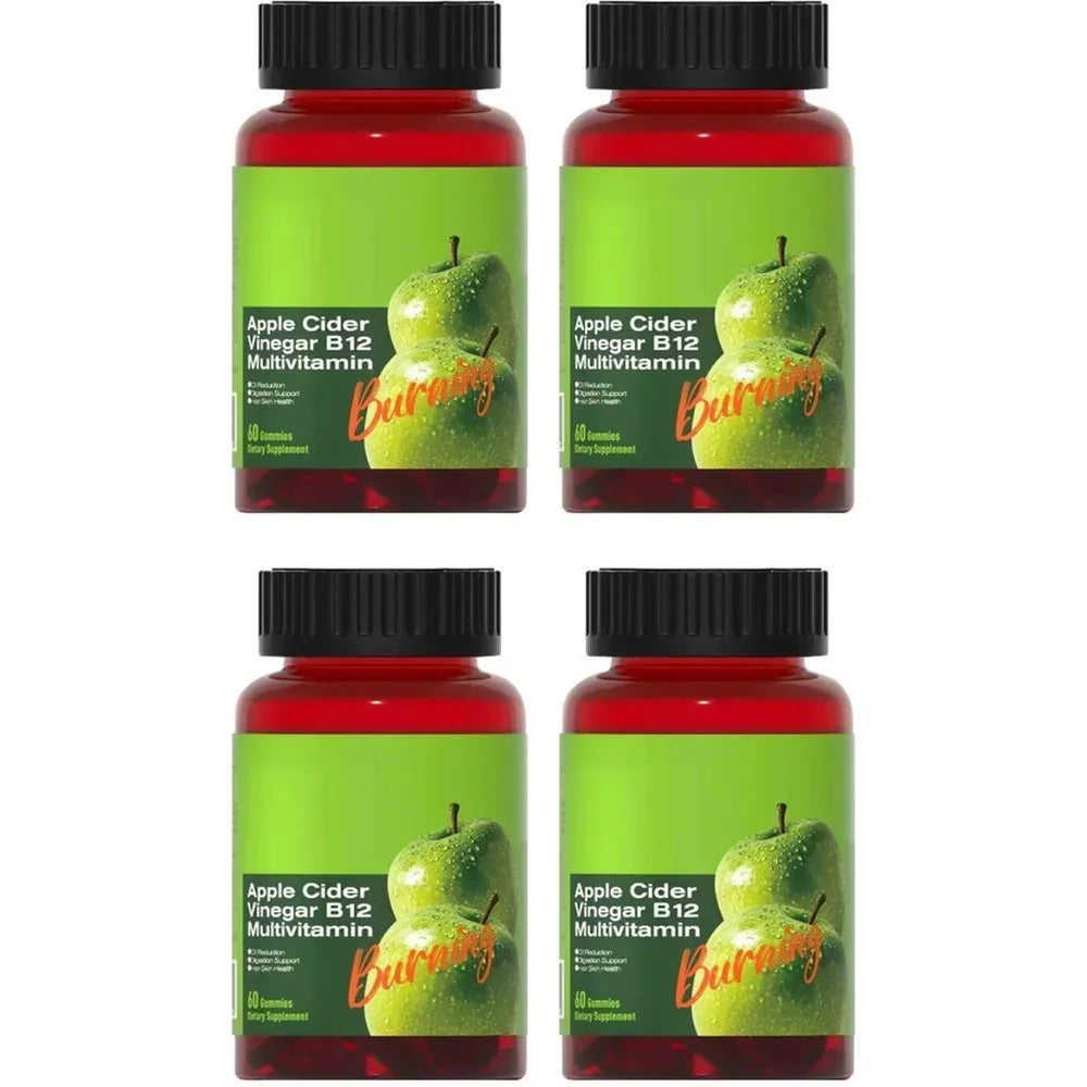 Apple Cider Vinegar B12 Gummies Digestive Comfort Multivitamin Boost Metabolism for Men Women Free Vegan Gluten-Free 60 Gummies