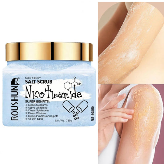 ROUSHUN NICTINAMIDE SALT SCRUB Large Capacity Family Pack Body Scrub Gentle Deep Cleansing Skin