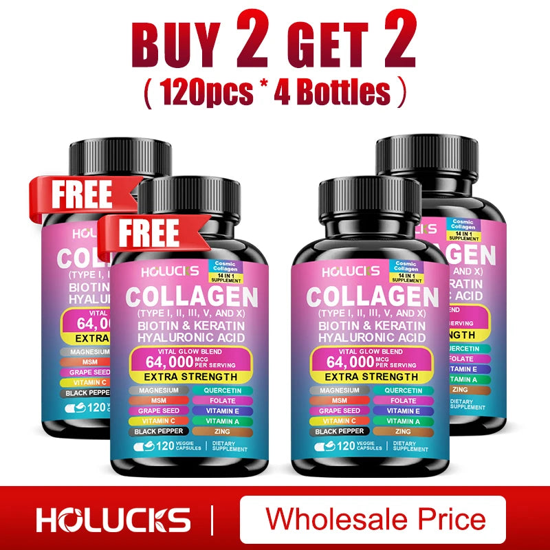 Collagen Complex Supplement with Biotin & Hyaluronic Acid, Hair Skin & Nails Support,Beauty Nutrition Formula for Skin Hydration