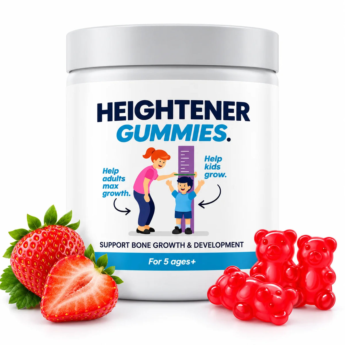 Calcium Vitamin D Gummies for Kids Adults Bone Health Support with Magnesium Zinc Vitamin C K2 Heightener Daily Supplement