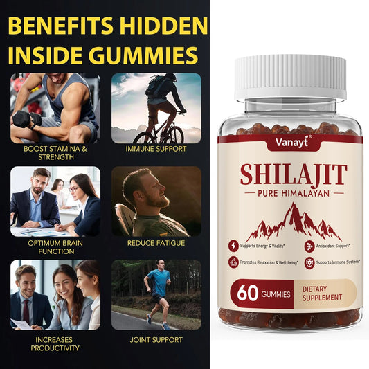 3000mg Shilajit Mineral Gummies Supports Natural Vitality Mental Wellness Balanced Mood For Daily Health 60 Count