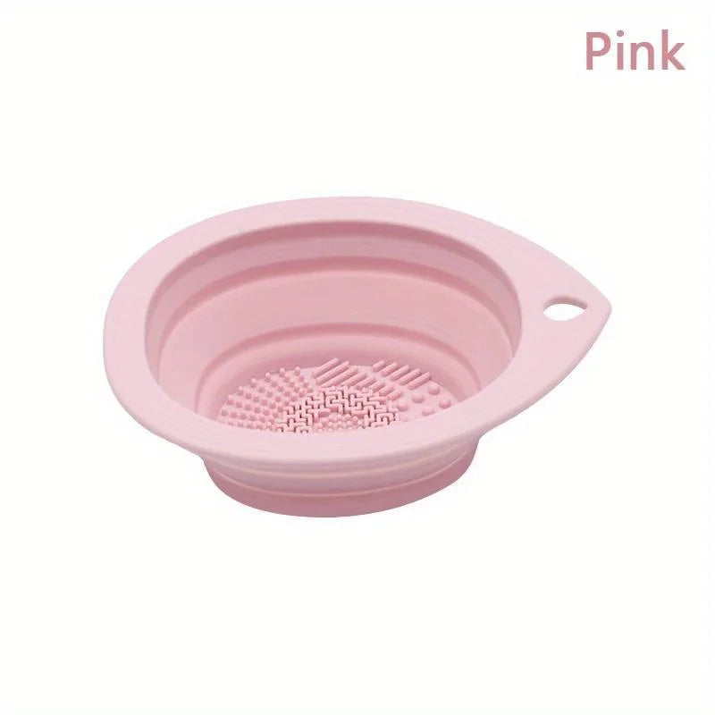Silicone Folding Makeup Brush Cleaner Powder Puff Washing Bowl Soft Scrubber Mat Beauty Tool Cleaning Board for Brushes Puffs