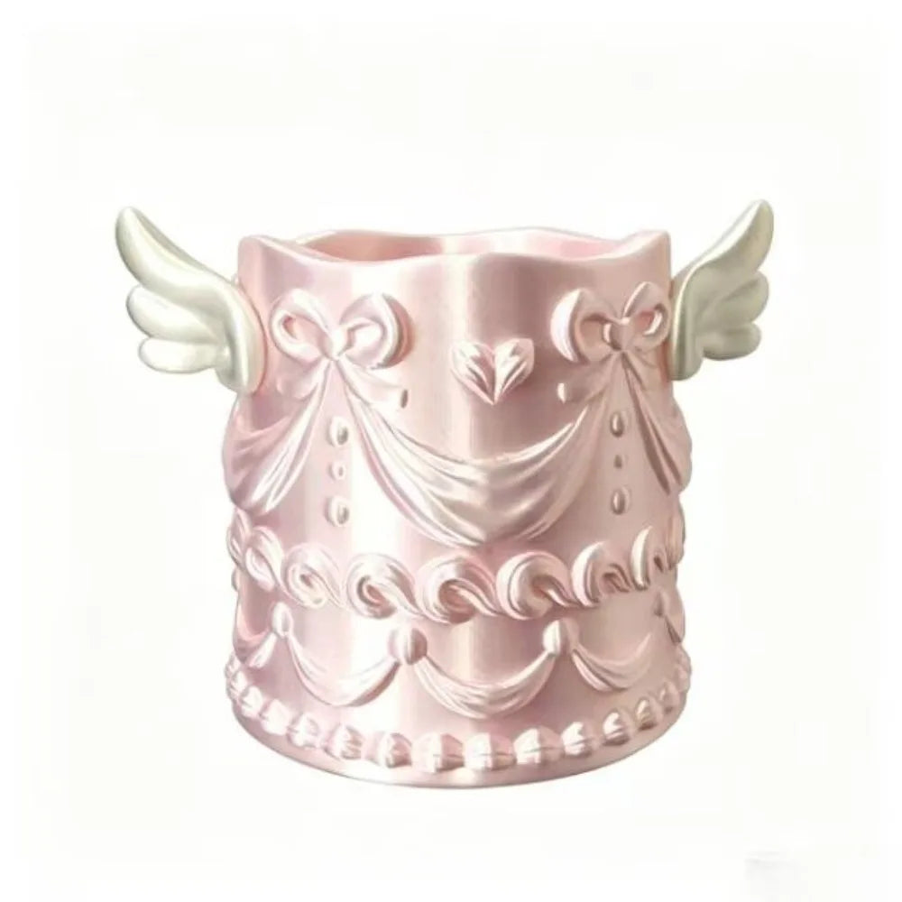 Silk Texture Makeup Brush Holder Relief Design Desktop Storage Cosmetic Organizer Bucket Brush Bucket Luxury Makeup Organizer