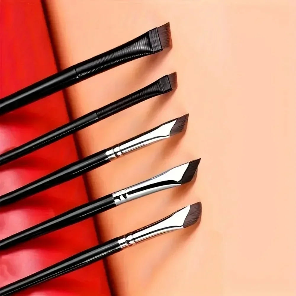 5pcs Precision Eyeliner Brush Set Angled Eyeliner, Eyebrow Brushes With Long Handle For Beginner Make-up Artist Eye Makeup Brush