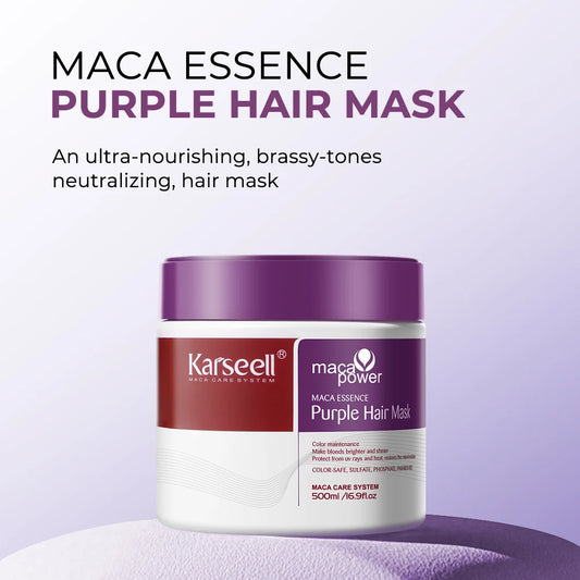 Karseell Purple Hair Mask 100ml/500ml Professional Neutralizes Brass Yellow Tones For Blonde Silver Gray Highlighted Hair