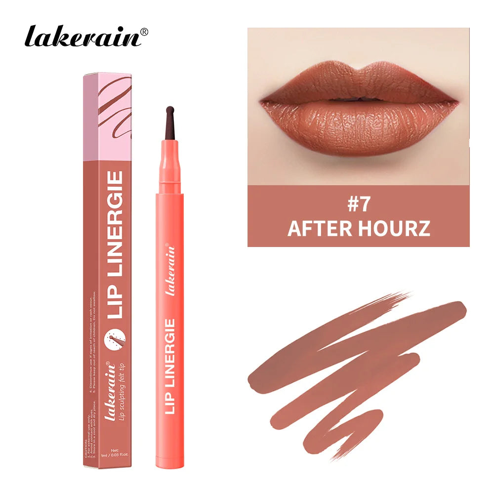 Lakerain Lip Liner Waterproof Transfer-proof Long-lasting Wear Pen Style Felt Head Design Blendable Lip Liner Stain Pen