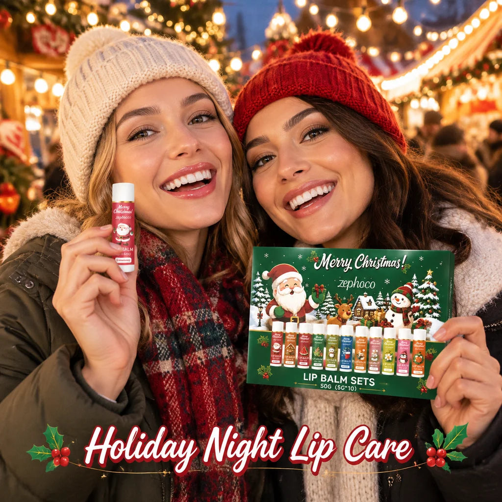 Christmas Lip Balm Gift Set 10 Count Assorted Fruit Flavors Stocking Stuffers Nourishing Moisturizing for Women 5g Fro Dry Skin