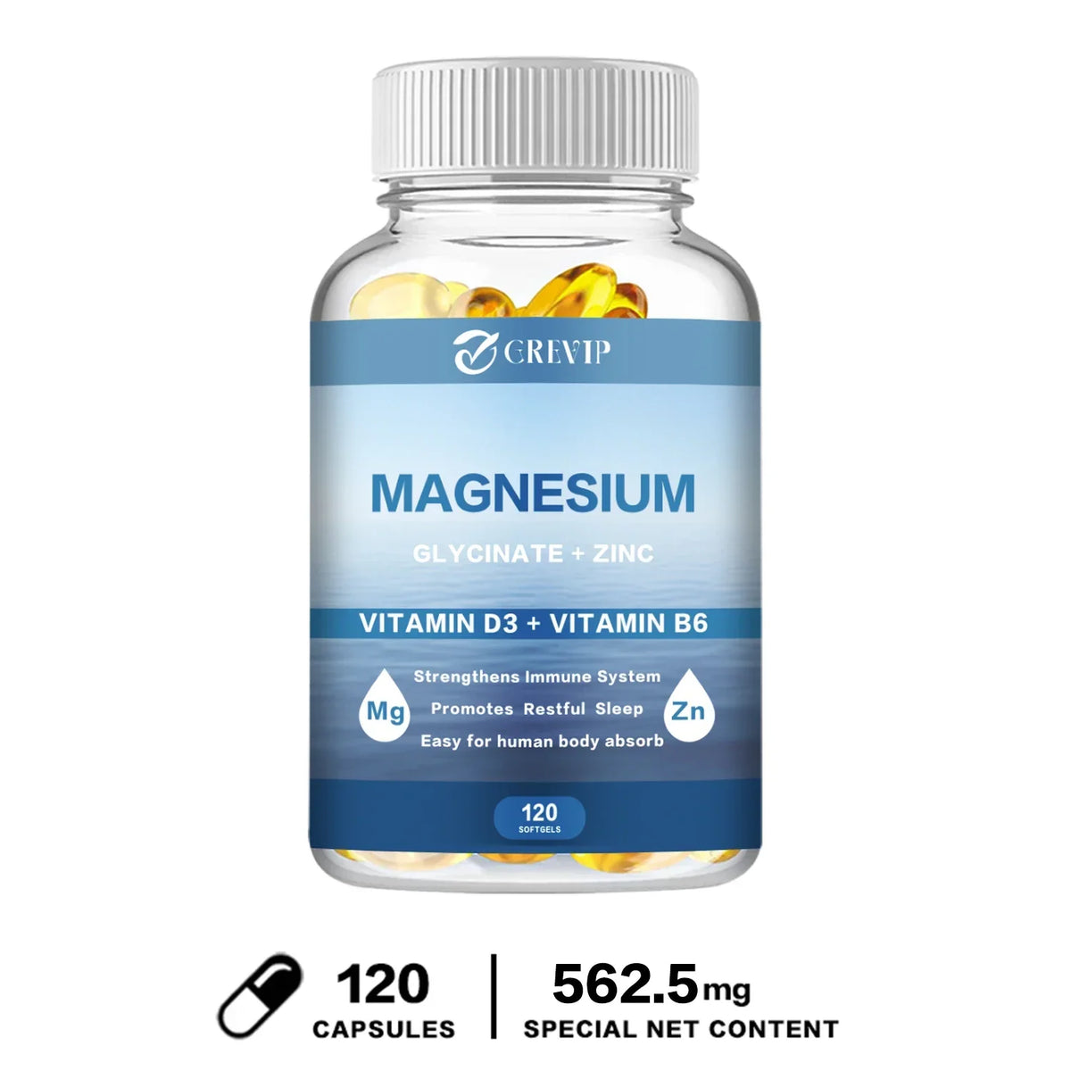 Magnesium Glycinate Supplement 500mg with Zinc,Vitamin D3 B6 High Absorption Support Muscle, Nerve, Joint and Heart Health
