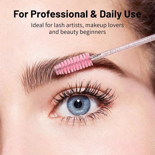 60Pcs Christmas Eyelash Brush with Tube Replaceable Mascara Wand Spoolie Dustproof Lash Tech Supplies Reusable Eyebrow Xmas Gift
