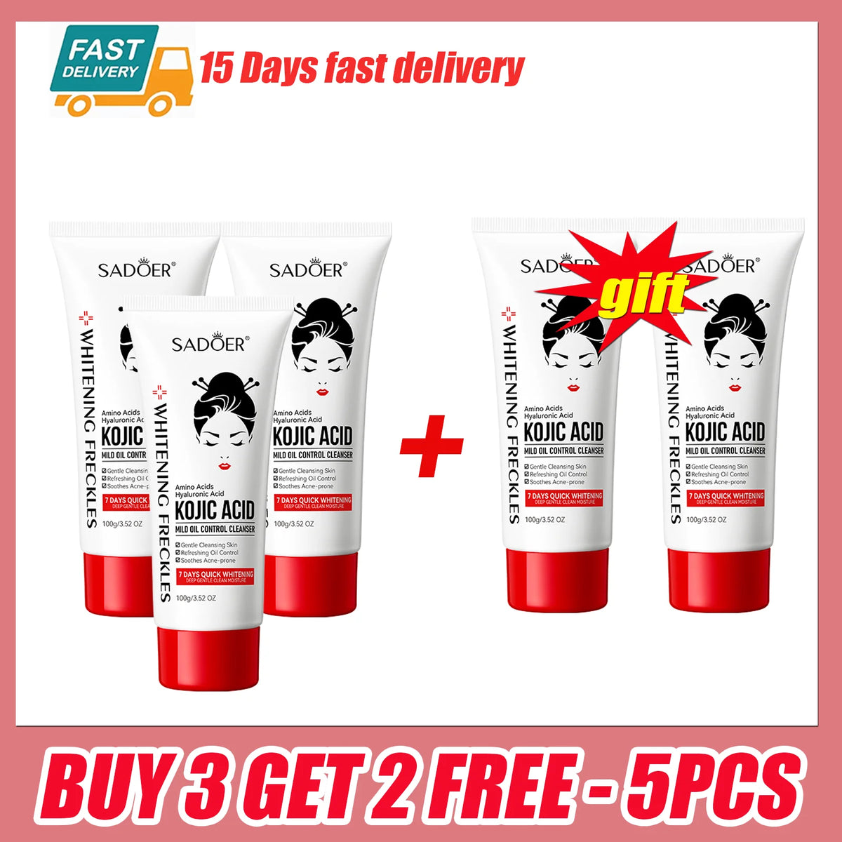 Kojic Acid Facial Cleanser Face Wash Foam Facial Cleansing Mossee Moisturizing Brightening Facial Skin Care Products