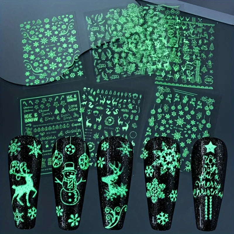 9PCS Nail Stamping Plates Christmas French Xmas Steel Printing Stencil Snowflakes Nail Stamp Templates Nail Art Manicure Tools