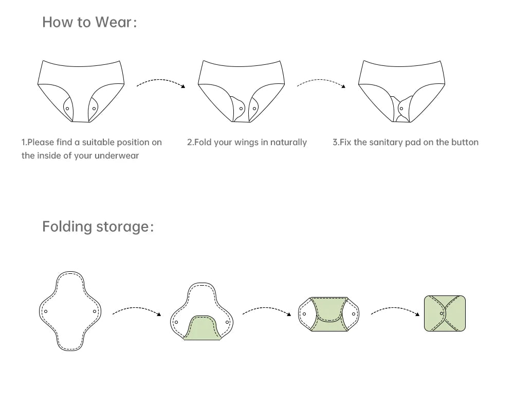 10Pcs Mixed 3 Sizes Reusable Cloth Menstrual Pads with Storage Bag, Washable Soft Sanitary Napkins Set.