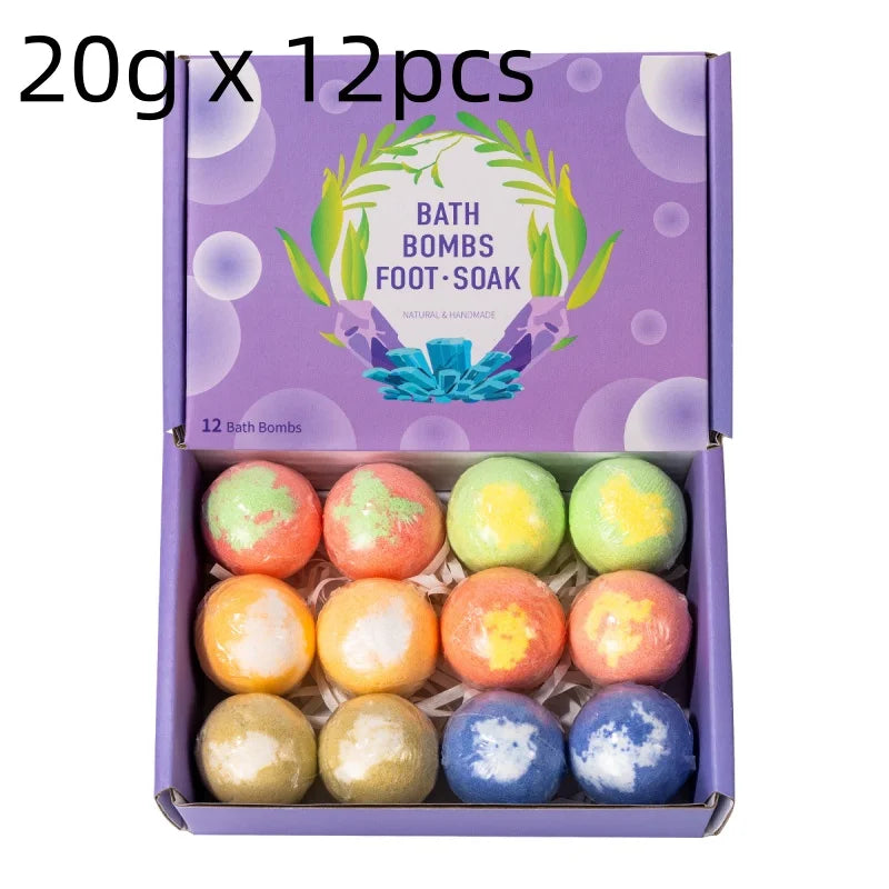 12pcs 20g/60g Bath Set Sea Salt Bath Essential Oils Softening Keratin for Foot Spa Relaxing Gift Box for Women Men