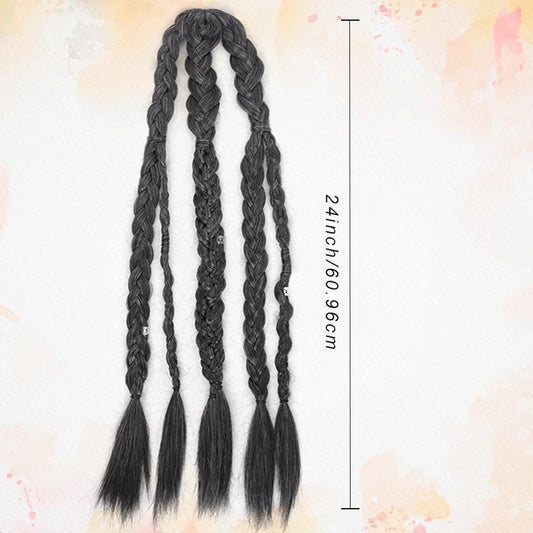 Synthetic 24" Handmade Viking Braided Ponytail Wig Men Clip In Hair Extensions,Halloween Renaissance Warrior Costume Accessories