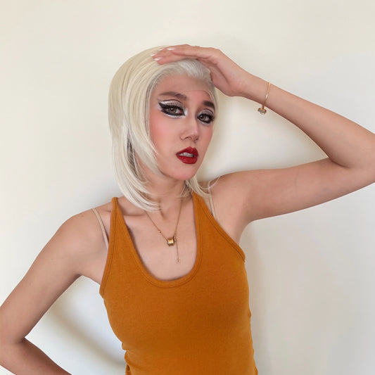 White Blonde Short Bob Cut Synthetic Lace Wigs for Women Cosplay Wig for Men Platinum Glueless 13x4 Lace Front Wig Natural Pixie