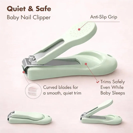 Safe Baby Manicure Kit, Portable Nail Care Set with Clipper Scissor File Tweezer Box for Kids