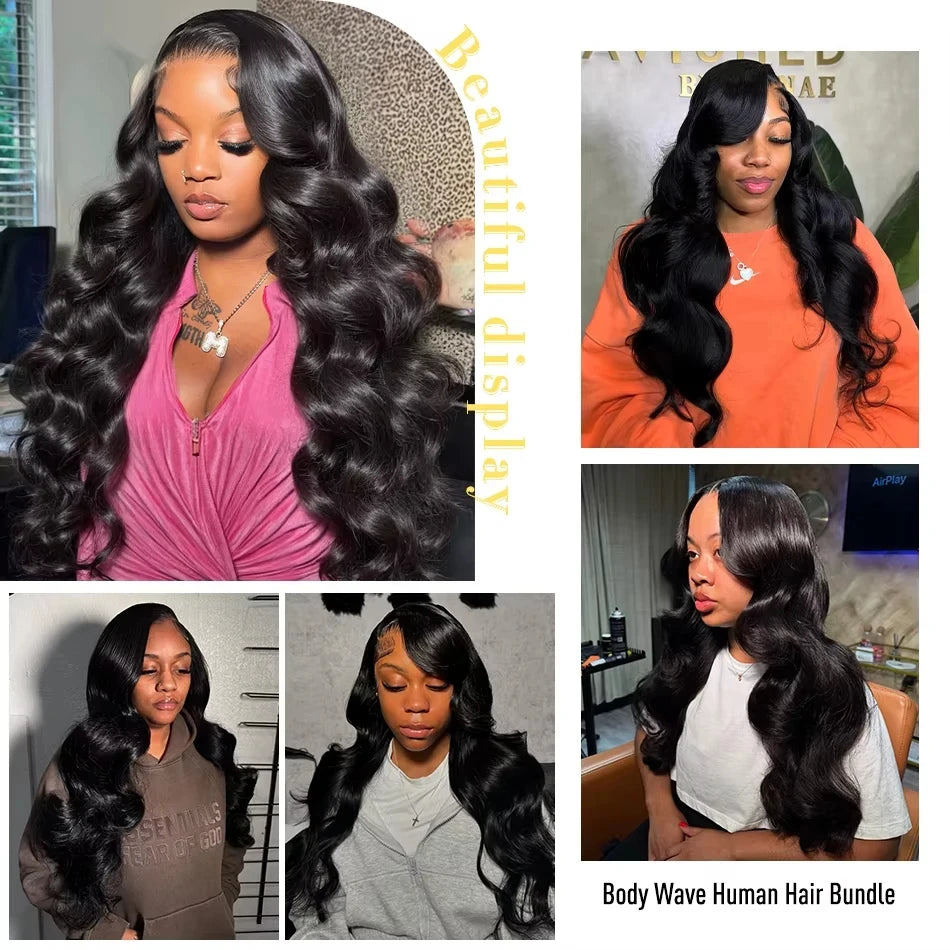 Long Size 30 40 Inch Body Wave Hair Bundles Unprocessed Brazilian Virgin Remy Hair Double Drawn Wavy Weave Hair Extensions
