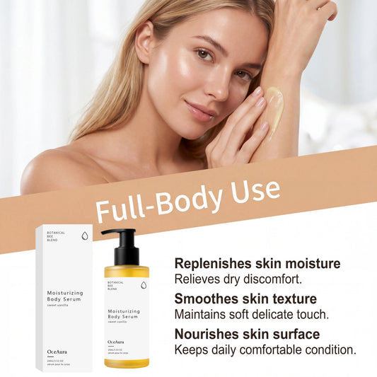 OceAura Botanical Bee Blend Sweet Vanilla Moisturizing Body Serum Long Lasting Hydrating Non Sticky Smooth Dry Skin Nourishing