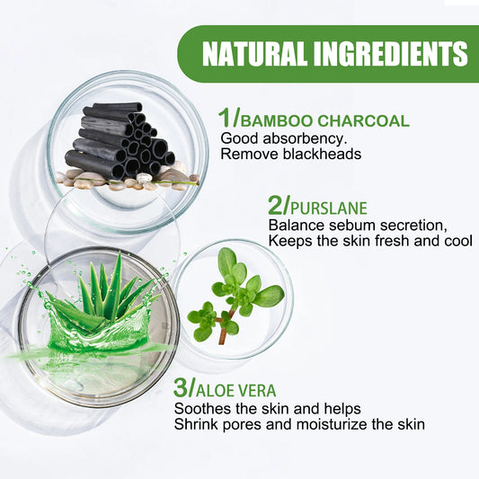 Bamboo Charcoal Facial Blackhead Remover Mask Deep Cleansing Shrink Pore Nose Black Dots Peel off Remove Stickers Skin Care