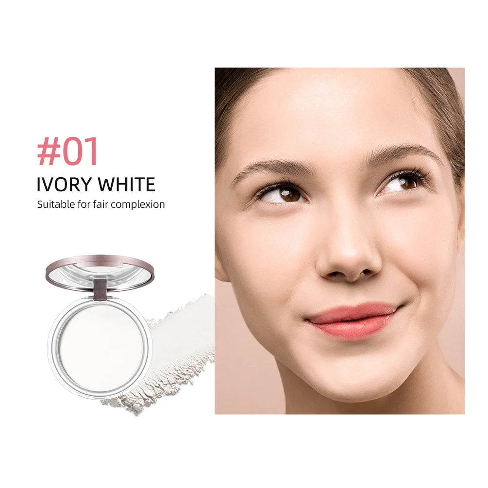 CACE Face Pressed Powder Oil Control Natural Foundation Powder Smooth Finish Concealer Setting Powder Make Up For Women 3 Colors