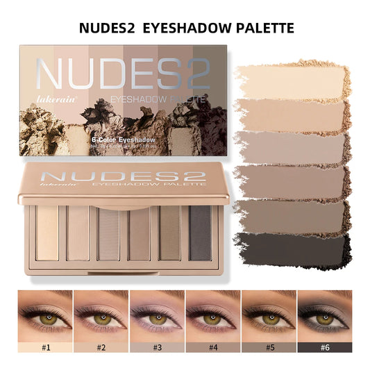 6Color Eyeshadow Palette With Free Brush 6 Color Matte High Pigment Waterproof Long Lasting Blendable Nude Makeup