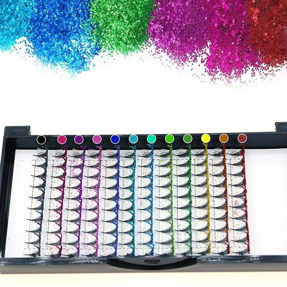 120-Piece Fluorescent/COLORFUL Shiny Dust Eyelashes Lightweight for Halloween Christmas Masquerade Parties Festive Shows