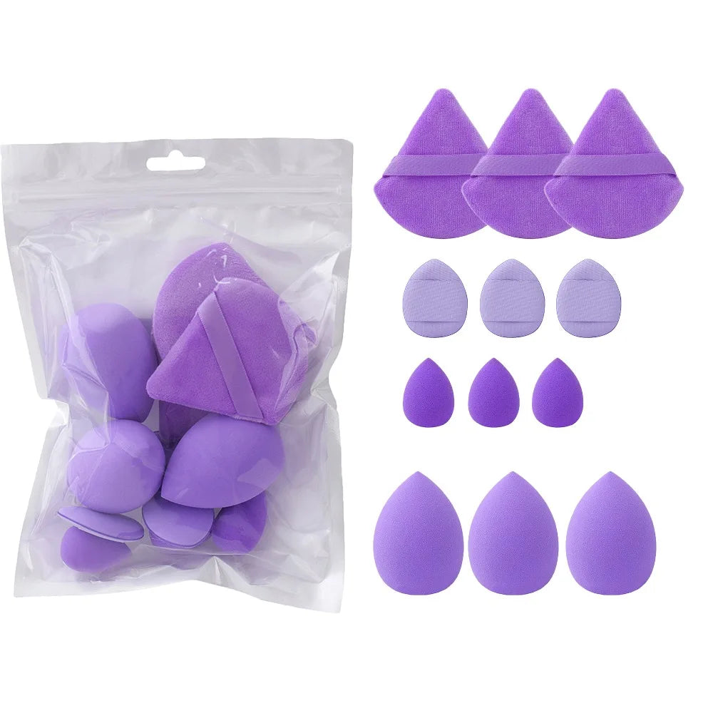 12pcs Makeup Accessories All-Purpose Makeup Sponge Set 4Types Beauty Tools Cosmetic Puff Dry Wet Dual Use Powder Puff