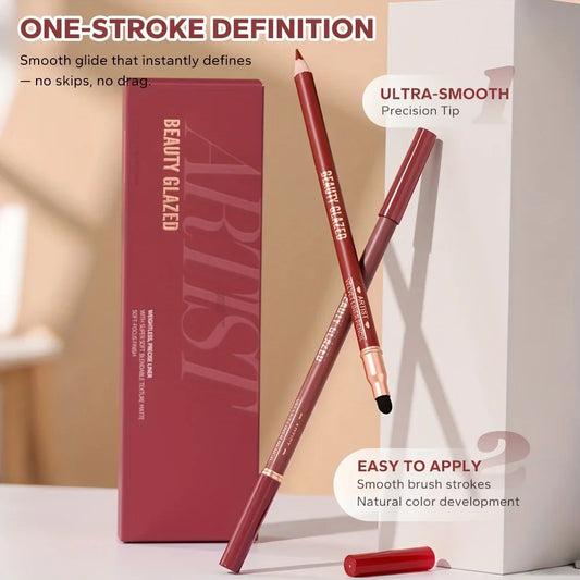 Beauty Glazed 6pcs Matte Nude Sponge Lip Liner Set Long-Lasting Silky Waterproof Texture Multi-Function Makeup Pens