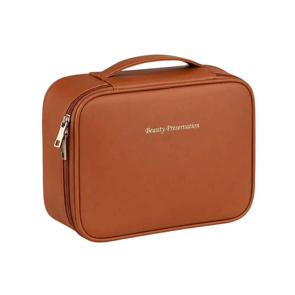 Luxury Double Layer Cosmetic Bag Zippered Waterproof Makeup Bag Large Capacity Cosmetics Organizer