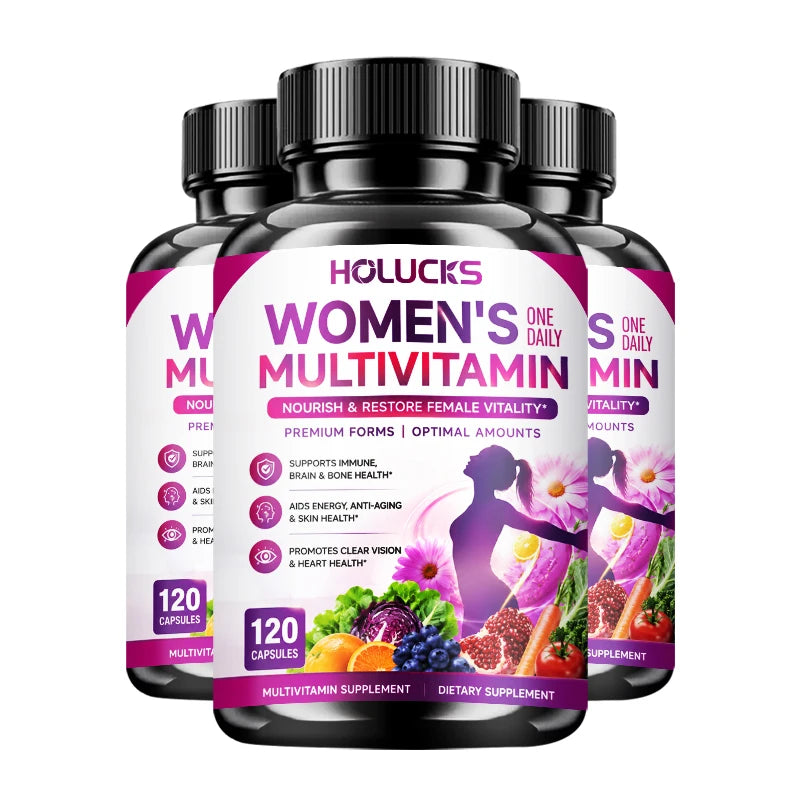 Women's Multivitamin Capsules, with Vitamin A C D3 E B- Calcium Zinc Collagen CoQ10, Support Energy, Bone, Anti-Aging & Vitality