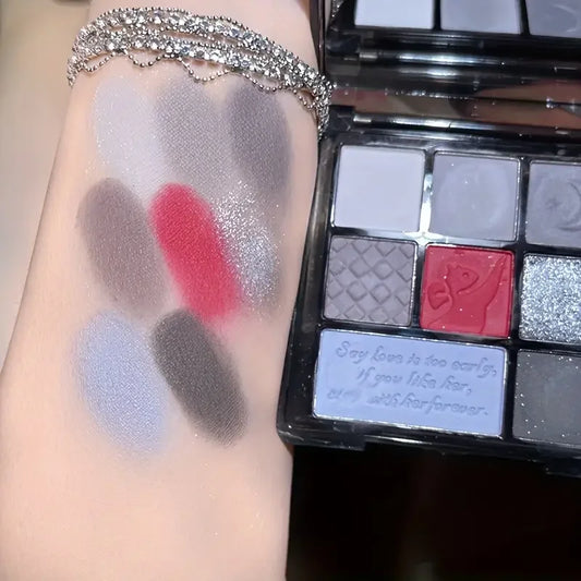 Dark Retro Eyeshadow Palette, Rich Color Wild rose Eyeshadow, Matte Pearl Gothic Black and Red Contrast Smoky Eyeshadow Palette
