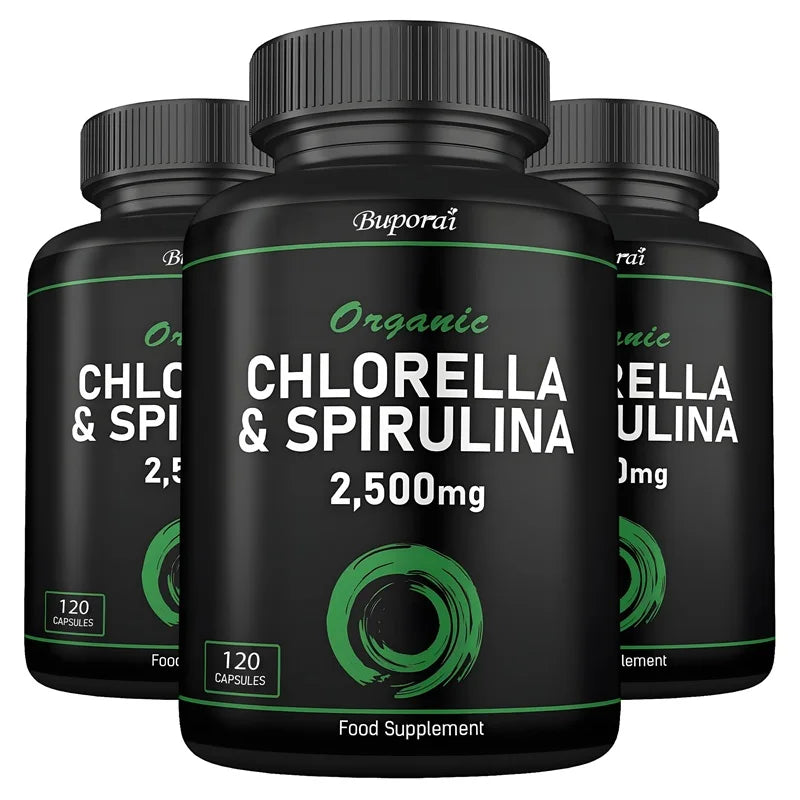 Organic Chlorella & Spirulina 2500mg - Supports Immune Health, Boosts Cellular Energy, Slows Cell Aging, and Aids Detoxification