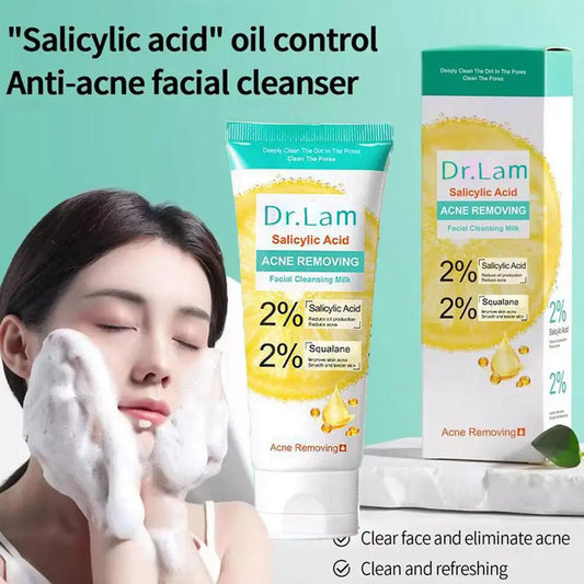 Gentle Salicylic Acid Facial Cleanser Oil Control Acne Removal Deep Clean Hydrating Refreshing Non‑tightening Face Wash