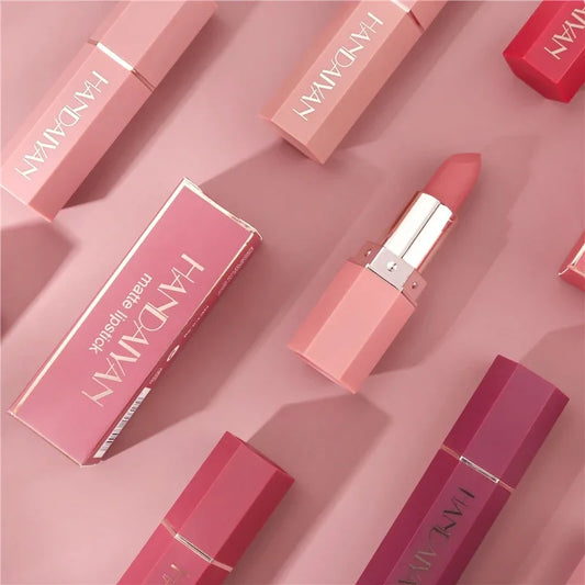 6-Color Matte Lipstick Non-Fading Non-Stick Cup Long-Lasting Velvet Smooth Matte Lip Color Waterproof Smudge-proof Lip Cosmetic