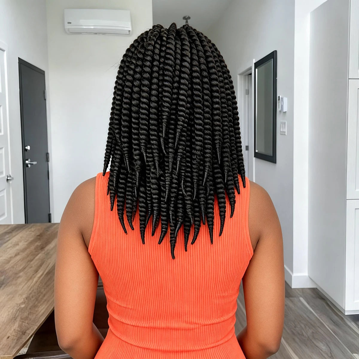 16 Inches Short Synthetic Full Lace Twist Braided Wigs Natural Knotless Box Braiding Wig for Black Women