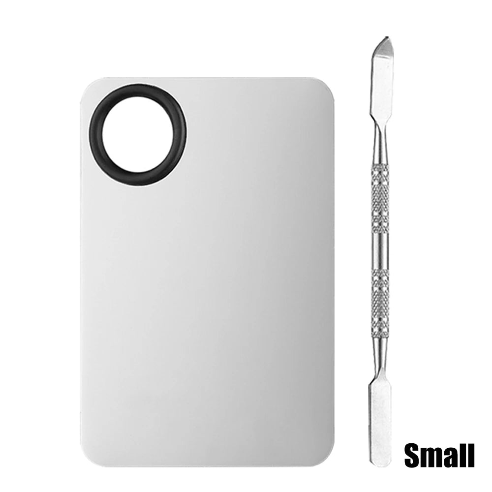 3pcs Stainless Steel Makeup Palette Professional Cosmetic Mixing Palette With Spatula Tool For Women Makeup Accessories Set