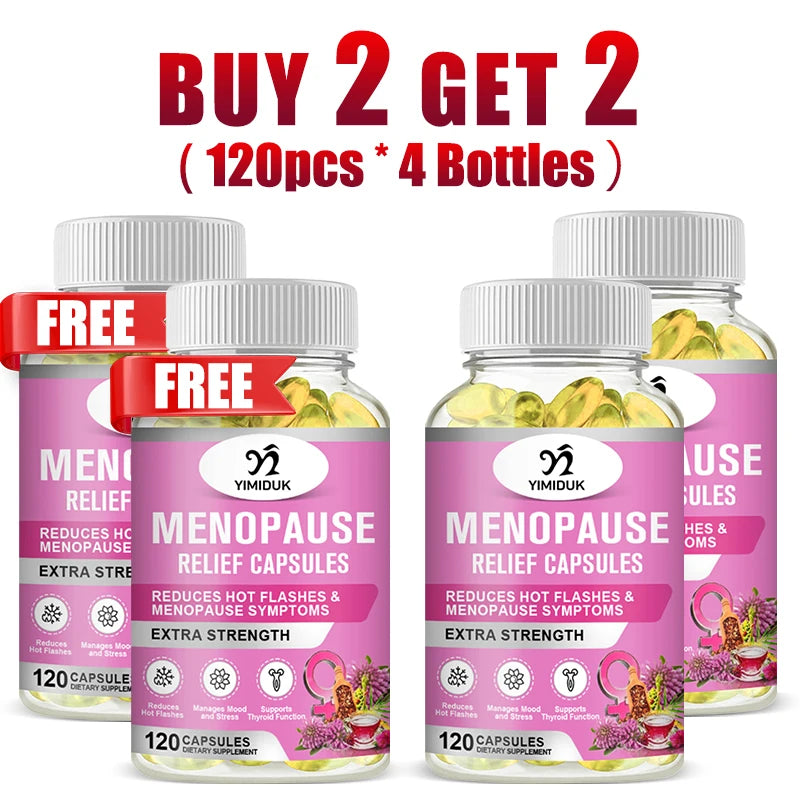 Buy 1 Get 1 Free! Best Menopause Relief Capsules, Support Reduces Hot Flashes & Night Sweats, Mood Balance & Better Sleep, Vegan