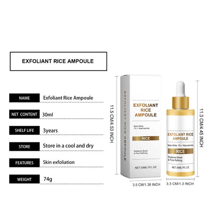 Rice Brightening Serum Light Non Sticky Refine Pores Conditioning Cuticle Boost Radiance Non Irritating Rice Exfoliating Ampoule