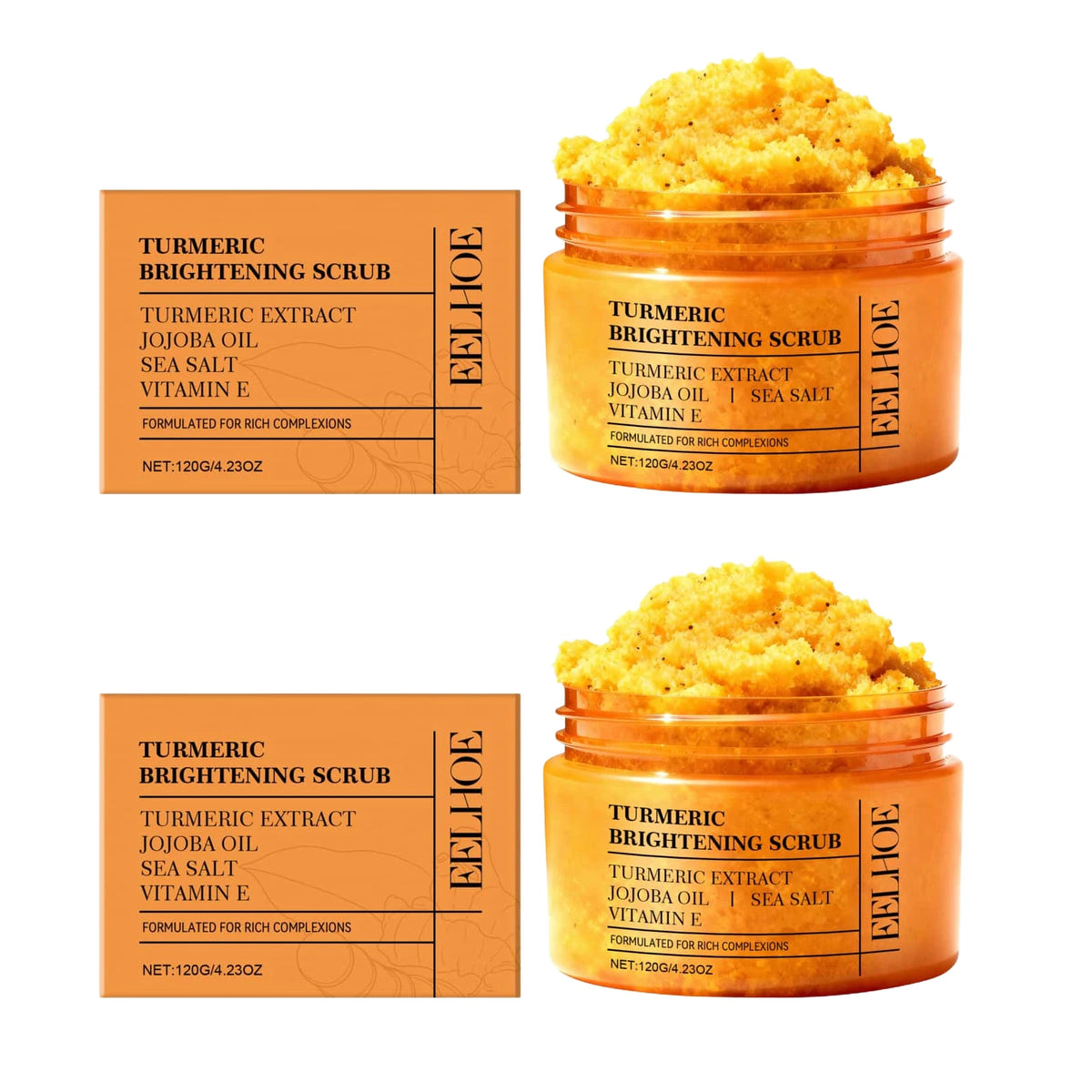 Vitamin E Turmeric Brightening Scrub Gentle Exfoliating Soft Moisturizing Smooth Glowing Restore Skin Hydration Body Treatment Skincare