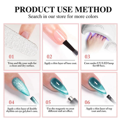 Elegant HL Reflective Cat Eye Gel Nail Polish Set A Magnetic Gel Polish That Delivers a Mesmerizing Cat Eye Effect, Easy So
