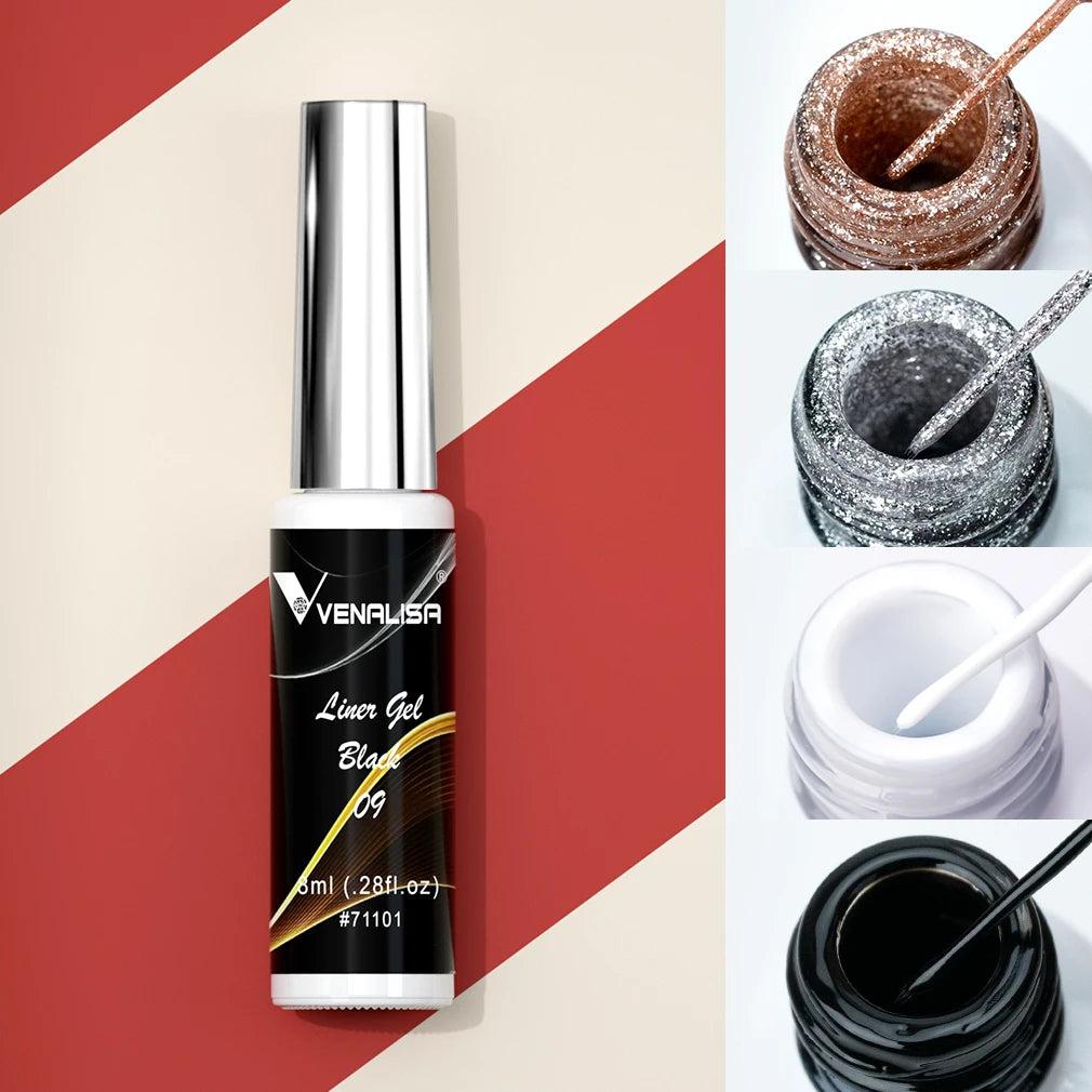 VENALISA 8ml Nail Liner Gel Polish 21 Colors For UV/LED Paint Nails Drawing Polish DIY Painting Varnish French Nail Gel Design