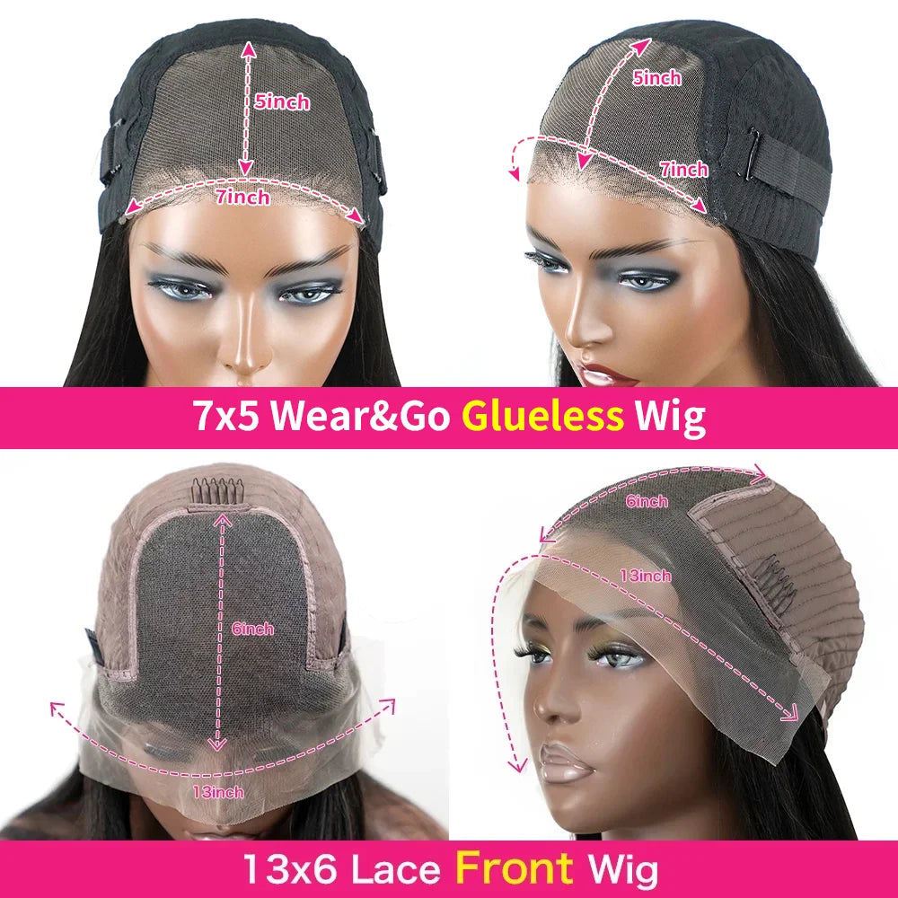 Wear And Go Glueless Human Hair Wigs Preplucked Brazilian Body Wave 13x6 HD Lace Frontal Human Hair Wigs For Women Ready To Wear